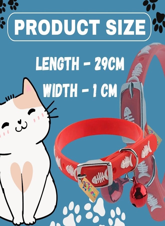 Western Era Multicolored Adjustable Rubber Silicone Cat Collar, Stylish Training Fusion, Redefining Feline Style, Rubber Cat Collar in a Vibrant Hued Silicone Cat Collar with Bell (Red) - Image 5